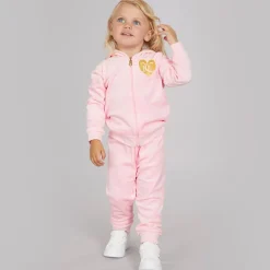 Baby Piger Velour Hjerte Logo Træningsdragt Mandelblomst