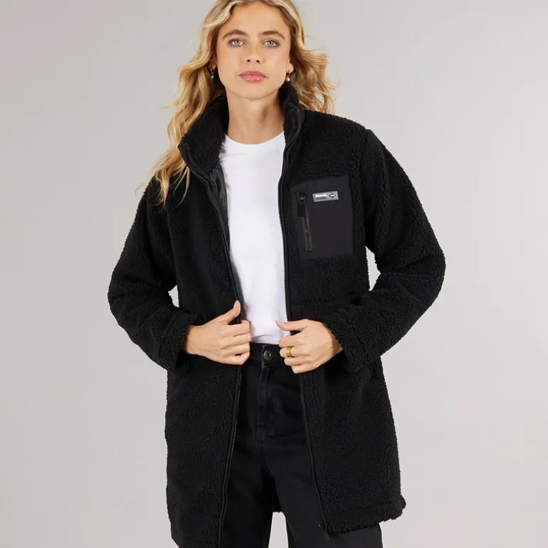 Dame Akita Lang Lynlås Fleece Sort