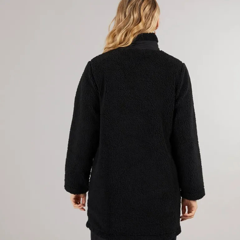 Dame Akita Lang Lynlås Fleece Sort