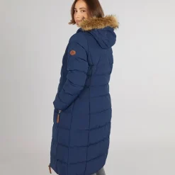 Dame Audrey Vandtæt Foret Hættejakke Navy