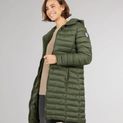 Dame Briarlea Polstret Hætte Mellemlang Frakke Dark Vine