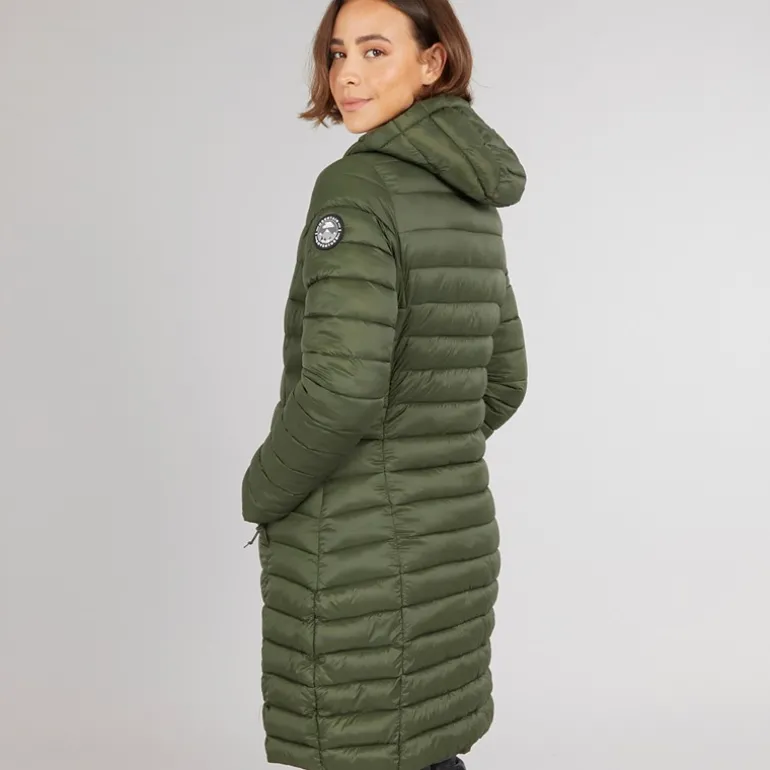 Dame Briarlea Polstret Hætte Mellemlang Frakke Dark Vine