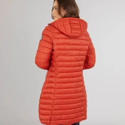 Dame Briarlea Polstret Hætte Mellemlang Frakke Burnt Orange