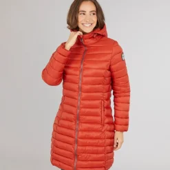 Dame Briarlea Polstret Hætte Mellemlang Frakke Burnt Orange