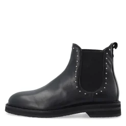 Dame Casbetty Chelsea støvler m. nitter læder Sort