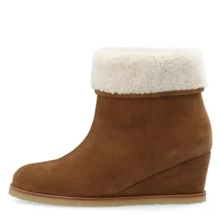 Dame Casdonna Støvler Med Lynlås Varm Foret Ruskind Toffee