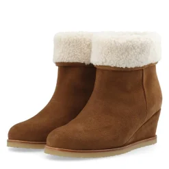 Dame Casdonna Støvler Med Lynlås Varm Foret Ruskind Toffee