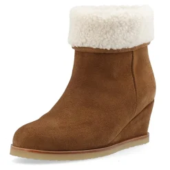 Dame Casdonna Støvler Med Lynlås Varm Foret Ruskind Toffee