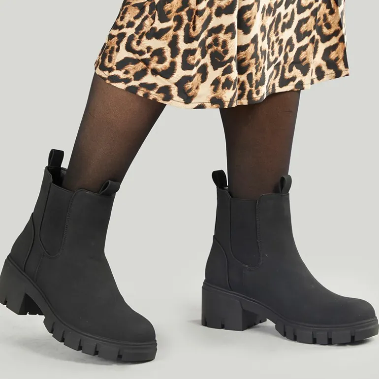 Dame Chelsea Støvler med Tyk Sål Sorte