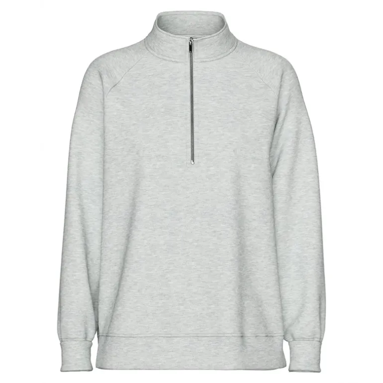 Dame Chilli Halv lynlås sweatshirt Light Grey Melange