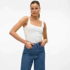 Dame Chloe Firkantet Hals Top Sne Hvid