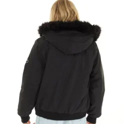 Dame Cropped Fur Parka Sort