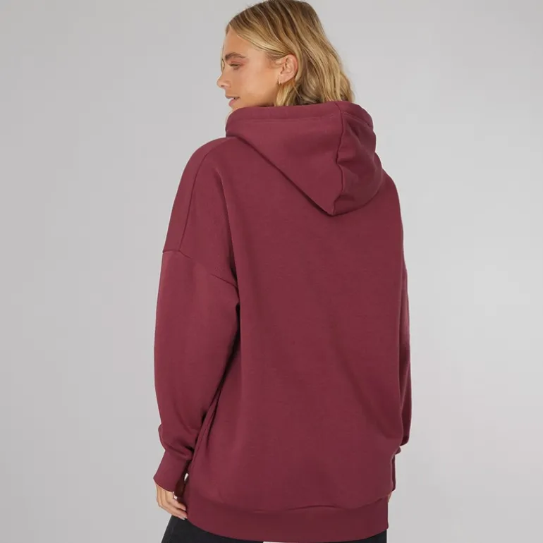 Dame Dayla Oversized Hættetrøje Burgundy