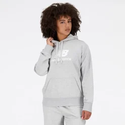 Dame Essentials Stacked Logo French Terry Hættetrøje Athletic Grå