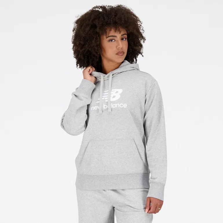 Dame Essentials Stacked Logo French Terry Hættetrøje Athletic Grå