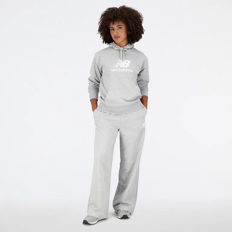 Dame Essentials Stacked Logo French Terry Hættetrøje Athletic Grå