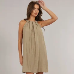 Dame Evalina Halterneck Mini Kjole Sølv Mink