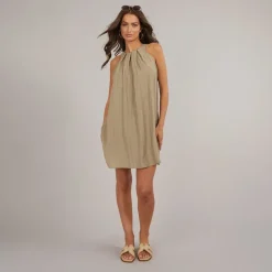 Dame Evalina Halterneck Mini Kjole Sølv Mink