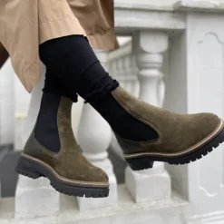 Dame Fall 21 Suede Mode støvler kakigrøn