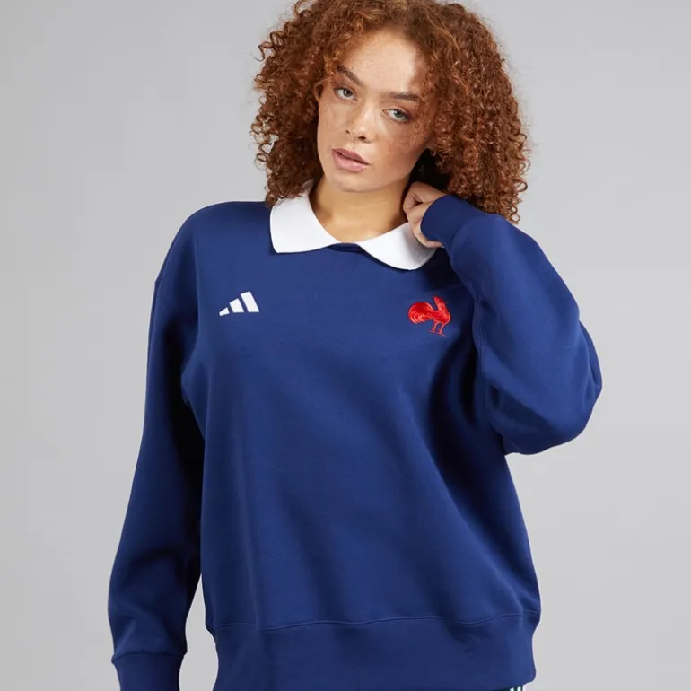 Dame FFC Frankrig Rugby Langærmet Sweatshirt Dark Blue/Hvid