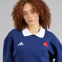 Dame FFC Frankrig Rugby Langærmet Sweatshirt Dark Blue/Hvid