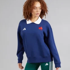 Dame FFC Frankrig Rugby Langærmet Sweatshirt Dark Blue/Hvid