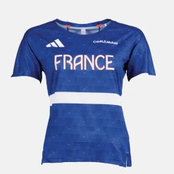 Dame FFR Frankrig Løbe T shirt Semi Lucid Blue