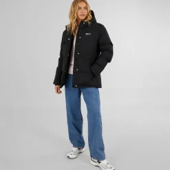 Dame Fina Mellem Lang Puffer Jakke Sort