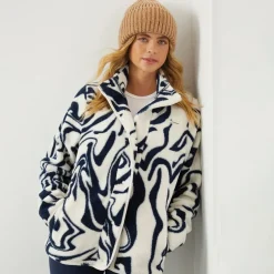 Dame Gorla Borg Fleece Vinter Hvid/​Navy Hvirvel