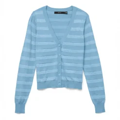 Dame Happy Shine V-hals cardigan luftig blå