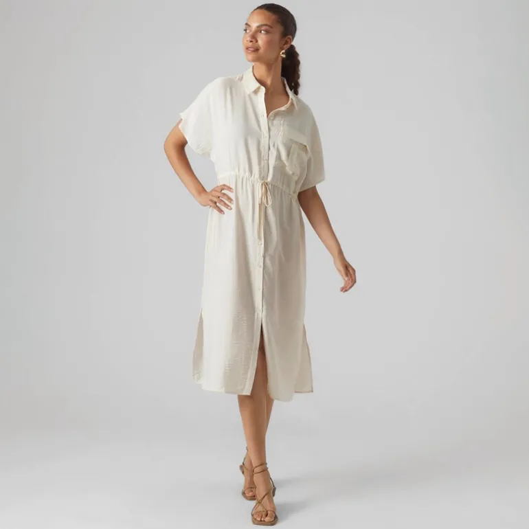 Dame Iris Kortærmet Skjorte Kjole Pearled Ivory