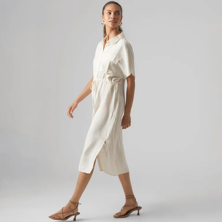 Dame Iris Kortærmet Skjorte Kjole Pearled Ivory