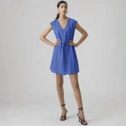 Dame Iris V-udskæring Mini Kjole Blændende Blå