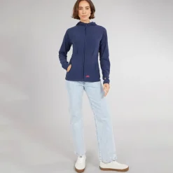 Dame Marathon Fuld Zip Hætte Fleece Jakke Navy /​ Pink