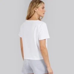 Dame pyjamas sæt Bright White/​Light Grey Marl