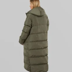Dame Ryelle Maxi Lang Puffer Jakke Khaki