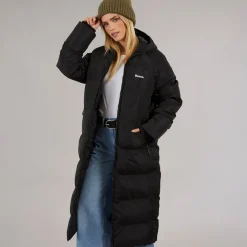 Dame Ryelle Maxi Længde Pufferjakke Sort