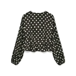 Dame Savana Lang Ærme V-Hals Top Sort