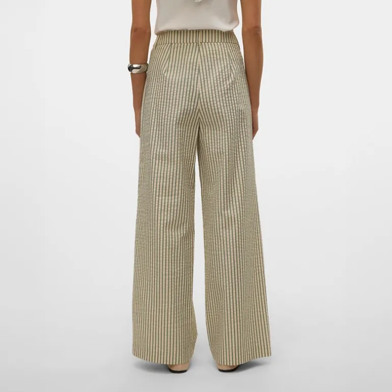 Dame Siv Stribede Bukser Lysegrøn