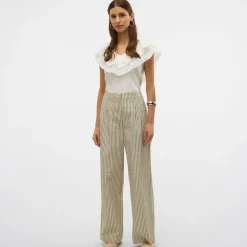 Dame Siv Stribede Bukser Lysegrøn