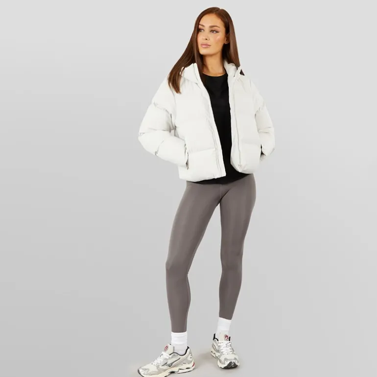 Dame Storm Cuff Kort Puffer Jakke Sten