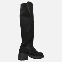 Dame Støvler med Tyk Hæl til Knæet Sorte