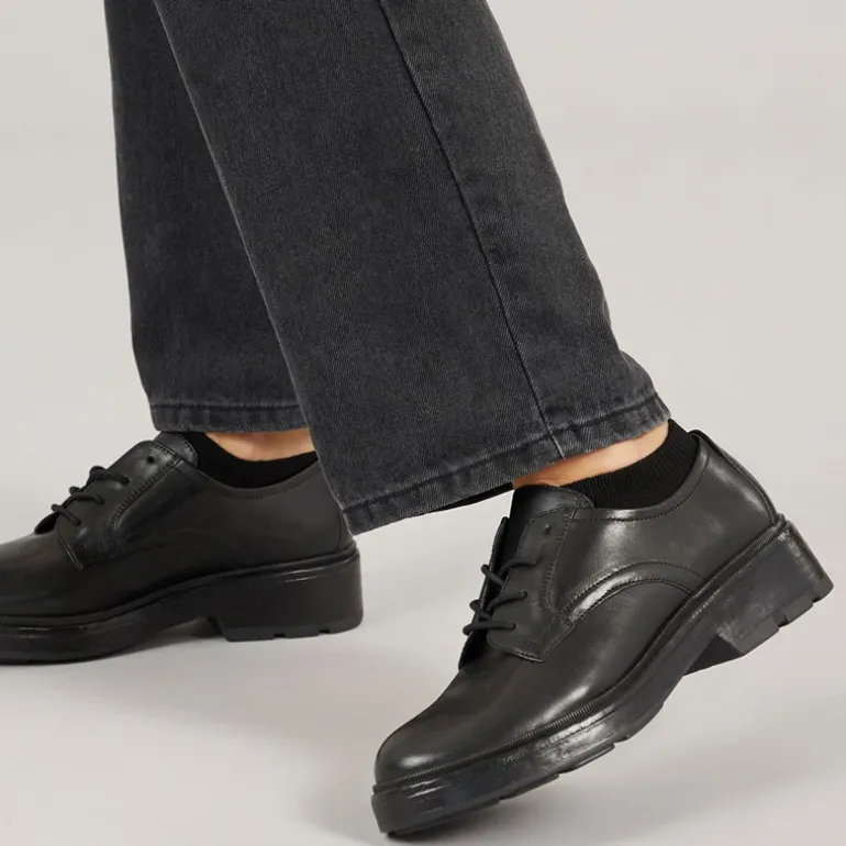 Dame Swelen Chunky Oxford Sko Sort