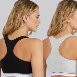 Dame to pak racer sportsundertøj Light Grey Marl/​Sort