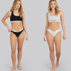 Dame to pak racer sportsundertøj Light Grey Marl/​Sort