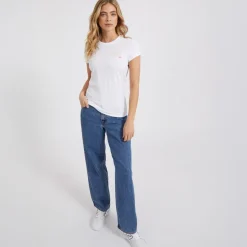 Dame T-shirts med print Lolah (pakke med 3) lyserød/​sølvgrå/​hvid