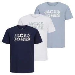 Dre pakke T-shirts med blomsterprint til Drenge Hvid/​Ashley Blå/​Marineblå