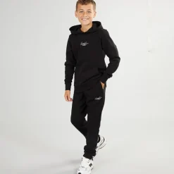 Drenge Cover Script Hættetrøje Og Joggingbukser Træningssæt Sort
