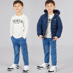 Drenge dunjakke t-shirt og jeans sæt blå