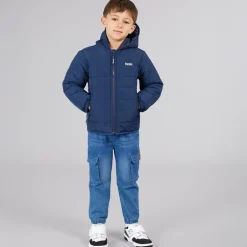 Drenge dunjakke t-shirt og jeans sæt blå